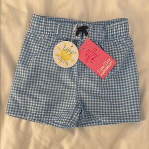 Rugged Butts Boys Blue White Gingham Swim Short Trunks size 18-24 months